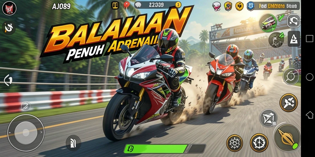 Tampilan gameplay AJO89 yang mendebarkan dalam balapan motor.