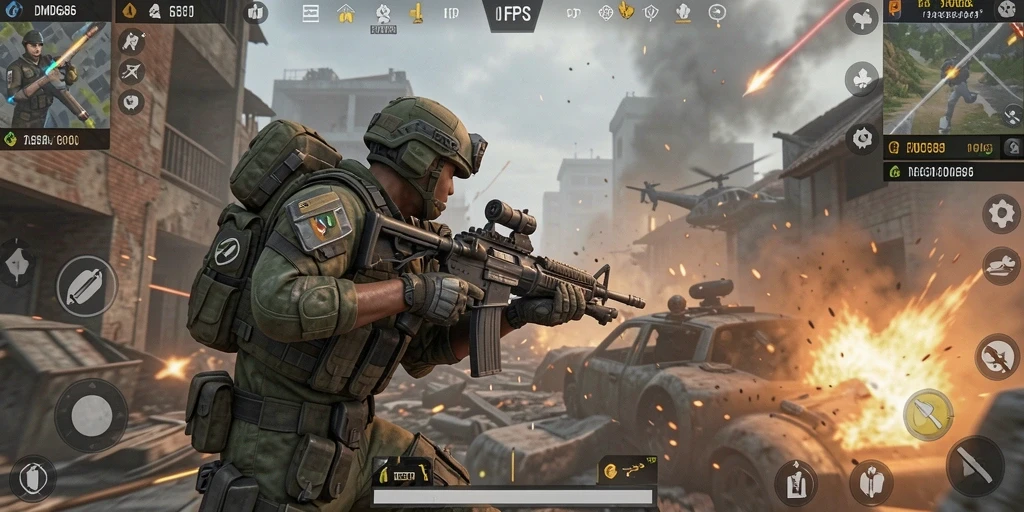 Gameplay intens DMD686 dengan aksi FPS yang mendebarkan.