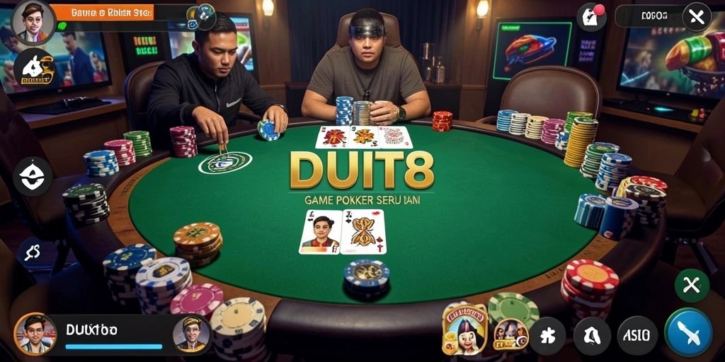 Tampilan gameplay Poker yang mendebarkan di DUIT8.