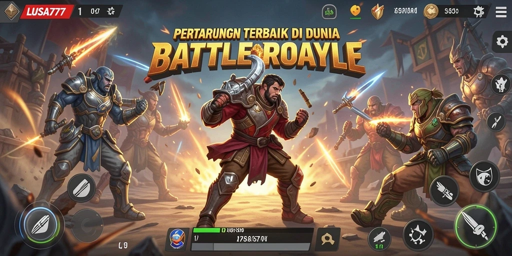 Tampilan seru pertarungan intense di LUSA777 Battle Royale.