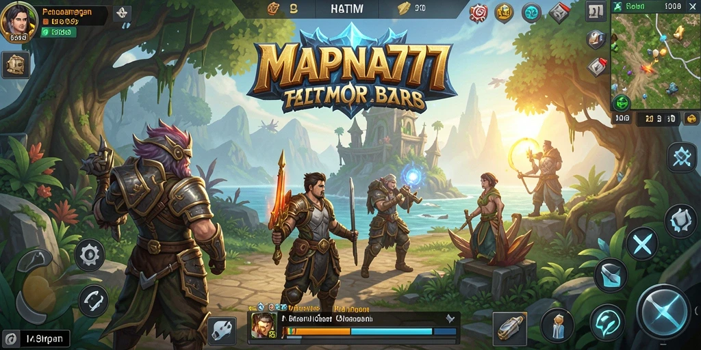 Screenshot MAPNA777 menunjukkan pertempuran epik antara karakter dalam dunia MMORPG.