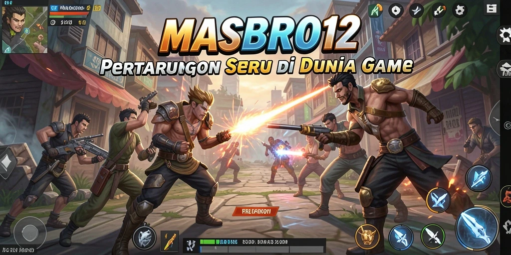 Screenshot gameplay pertarungan seru MASBRO12 dengan karakter beraksi.
