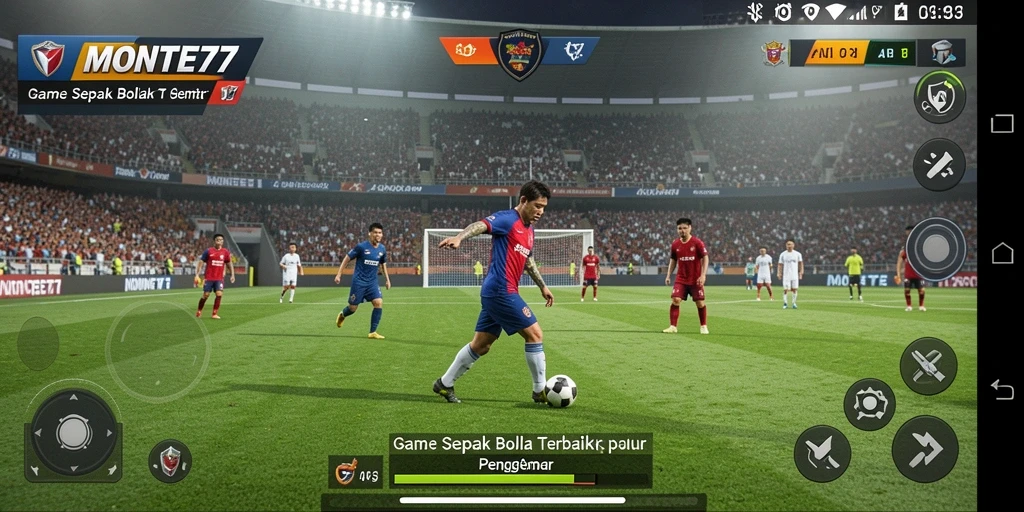 Screenshot gameplay menarik dari MONTE77 yang menampilkan pertandingan sepak bola.