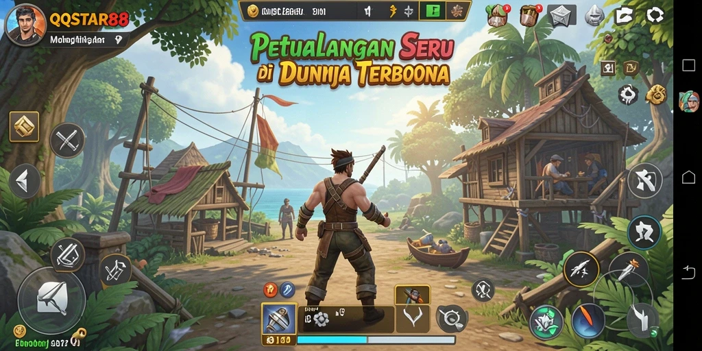 Screenshot gameplay <strong>QQSTAR88</strong> menunjukkan eksplorasi dunia terbuka yang menakjubkan.