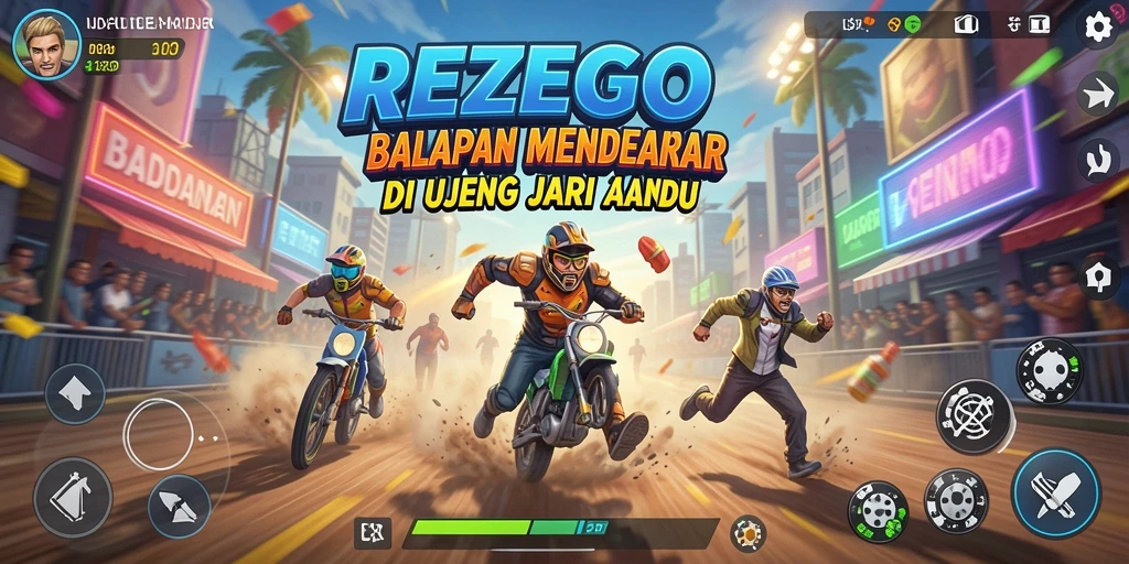 Gambaran gameplay balapan yang intens dan mendebarkan di REZEGO.