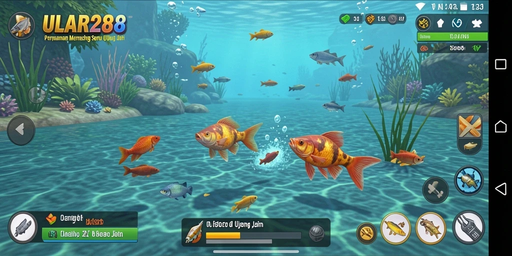 Tampilan gameplay ULAR288 yang memukau saat memancing ikan.
