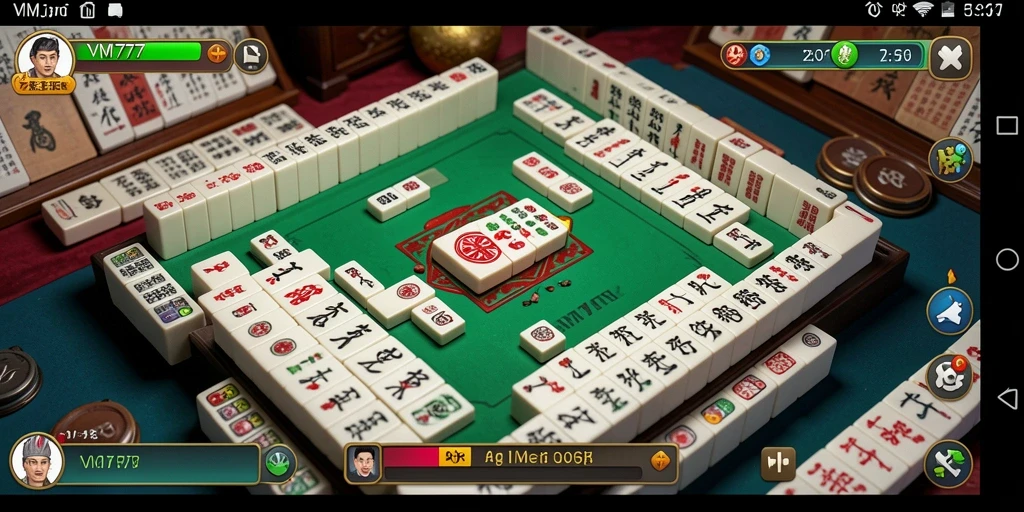 Tampilan screenshot utama VM777 menampilkan gameplay Mahjong yang seru.